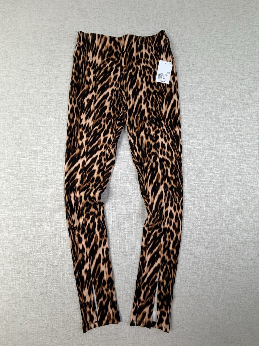 Forever 21 Women’s M Brown Leopard Print Straight Leg Split Hem Pants NWT